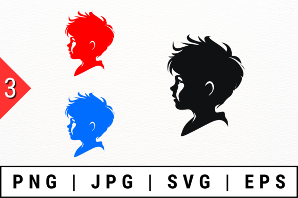 Child Profile Silhouettes SVG for Crafts and Graphics