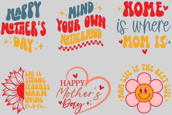 Happy Mother's Day Retro Svg Bundle: Graphics for Crafts