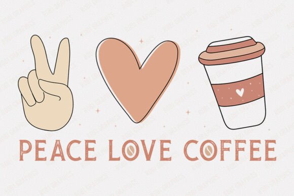 Peace Love Coffee - Retro SVG